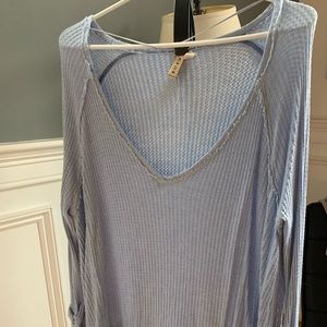 Free People light blue waffle knit long sleeve